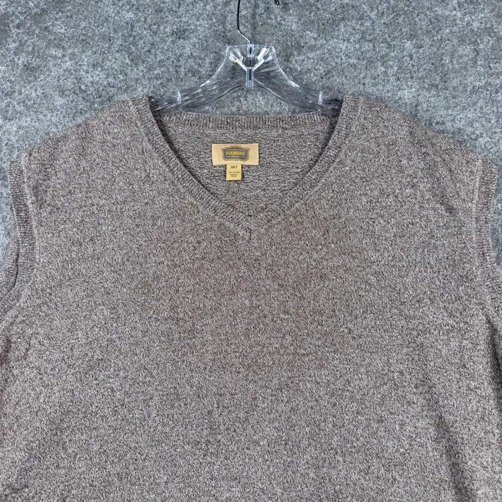 The Foundry Supply Co Men's 3XLT Brown Cotton Sweater Vest Crew Neck Big Tall